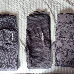 Gymshark Charcoal & Black Patterned Seamless Leggings Trio